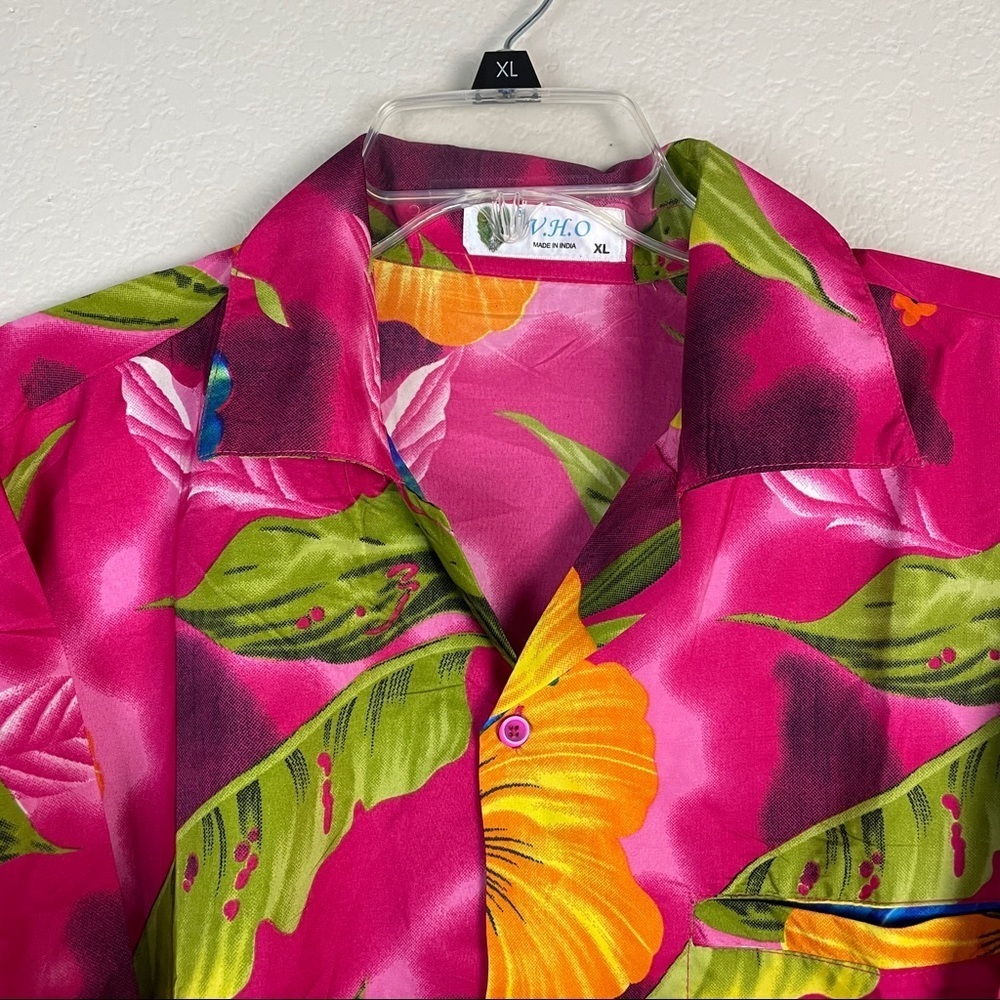 VHO Floral Hawaiian Silk Shirt Vintage Size XL - Picture 3 of 6